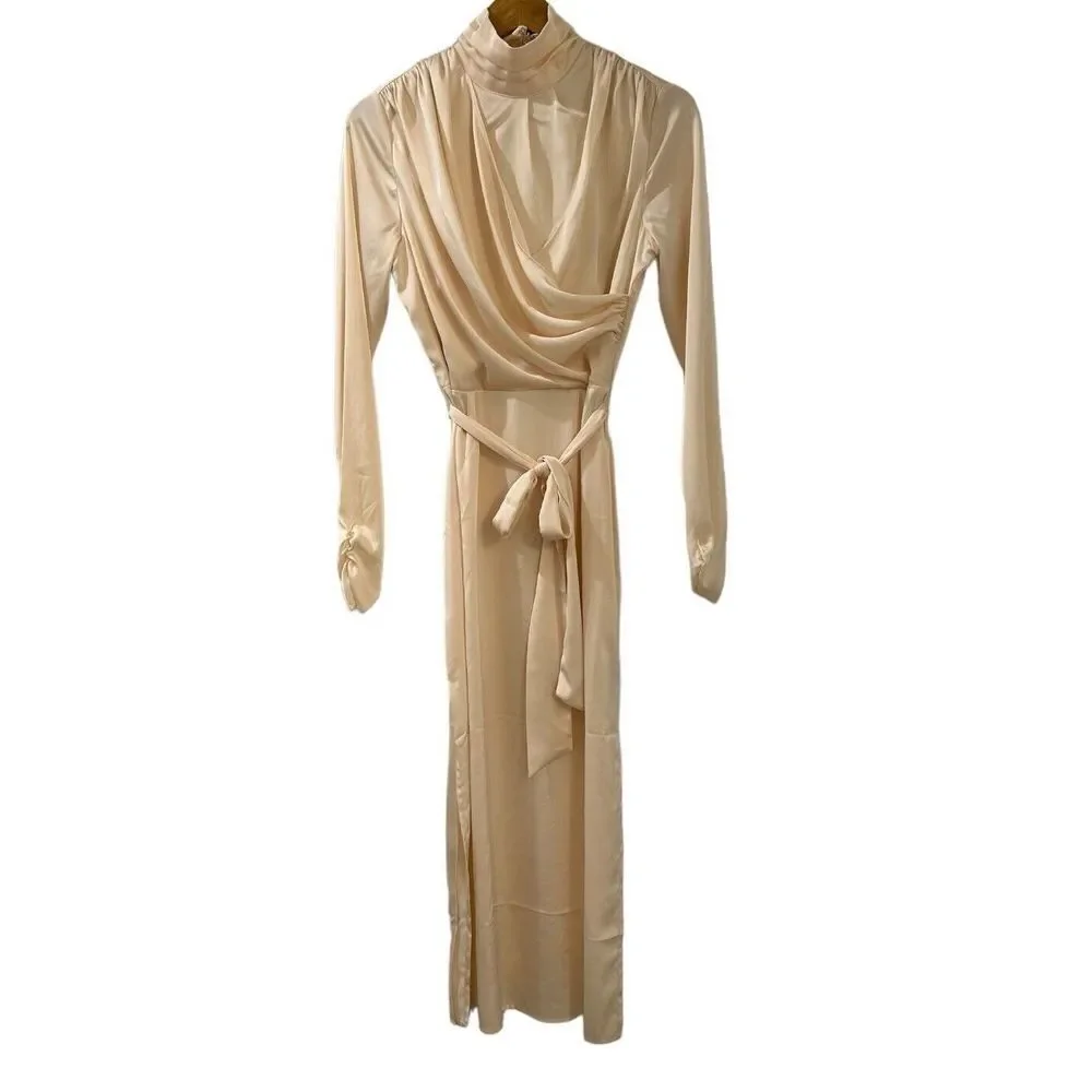 Alexia Admor Mockneck MIDI Dress Champagne NWT Size 4 Women’s - Picture 2 of 14